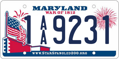 MD license plate 1AA9231