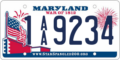 MD license plate 1AA9234