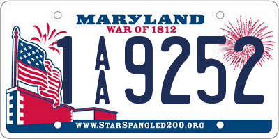 MD license plate 1AA9252