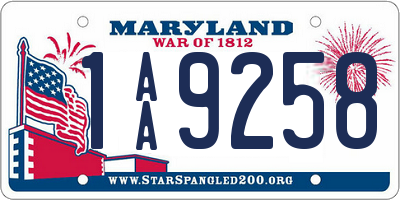 MD license plate 1AA9258