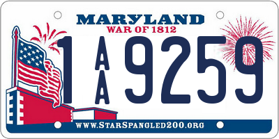 MD license plate 1AA9259