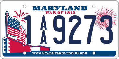 MD license plate 1AA9273