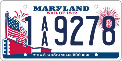 MD license plate 1AA9278