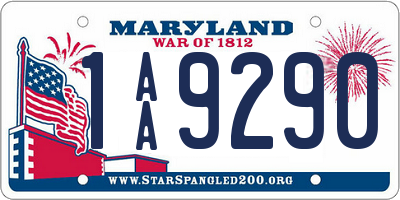MD license plate 1AA9290
