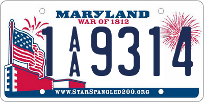 MD license plate 1AA9314