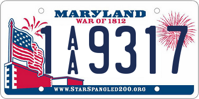 MD license plate 1AA9317