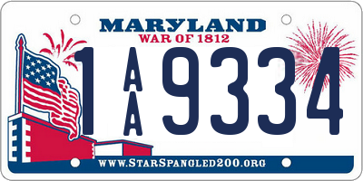 MD license plate 1AA9334