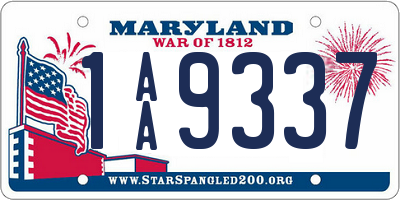 MD license plate 1AA9337