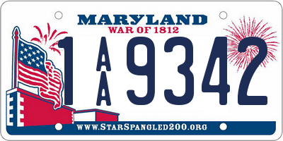 MD license plate 1AA9342