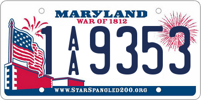 MD license plate 1AA9353