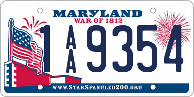 MD license plate 1AA9354