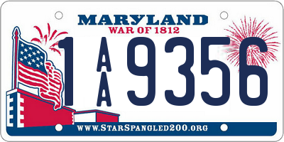 MD license plate 1AA9356