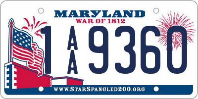 MD license plate 1AA9360