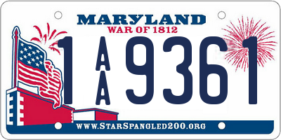 MD license plate 1AA9361