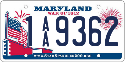 MD license plate 1AA9362