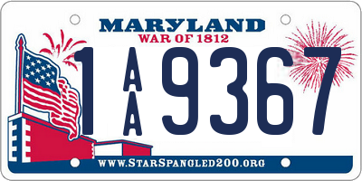 MD license plate 1AA9367