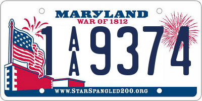 MD license plate 1AA9374