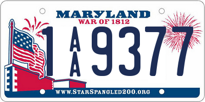 MD license plate 1AA9377