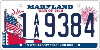 MD license plate 1AA9384