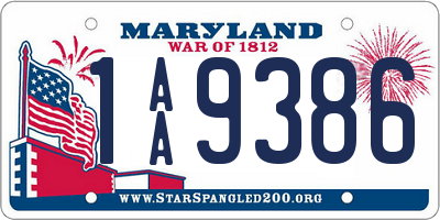 MD license plate 1AA9386