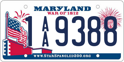 MD license plate 1AA9388