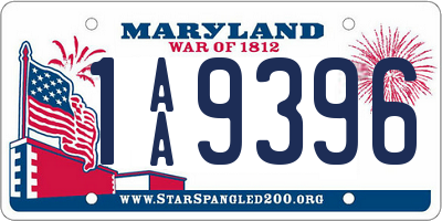 MD license plate 1AA9396