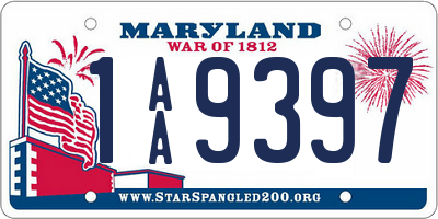 MD license plate 1AA9397