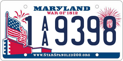 MD license plate 1AA9398