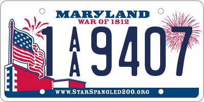 MD license plate 1AA9407