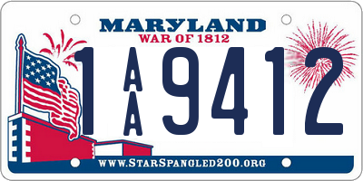 MD license plate 1AA9412