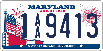 MD license plate 1AA9413