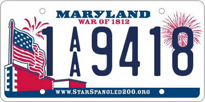 MD license plate 1AA9418