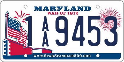 MD license plate 1AA9453