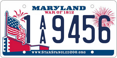 MD license plate 1AA9456