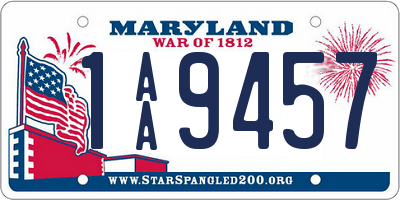 MD license plate 1AA9457