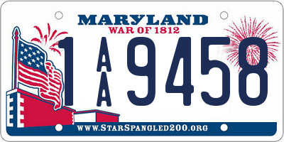 MD license plate 1AA9458