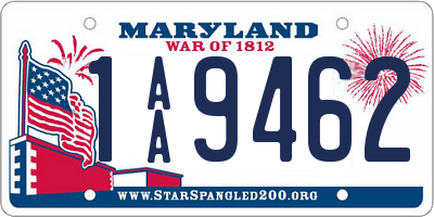 MD license plate 1AA9462