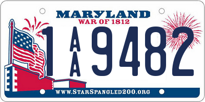 MD license plate 1AA9482