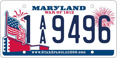 MD license plate 1AA9496