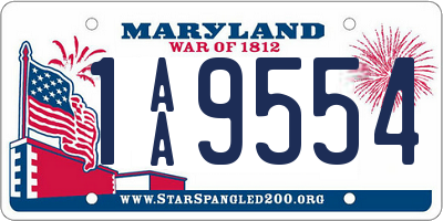 MD license plate 1AA9554