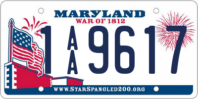 MD license plate 1AA9617
