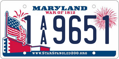 MD license plate 1AA9651