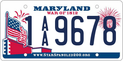 MD license plate 1AA9678