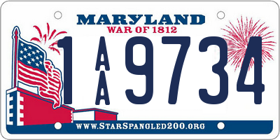 MD license plate 1AA9734