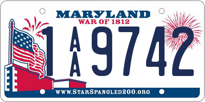MD license plate 1AA9742