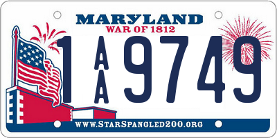 MD license plate 1AA9749