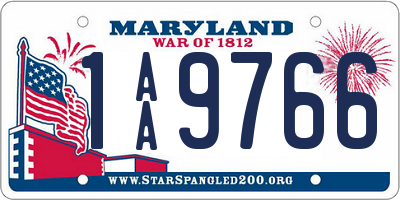 MD license plate 1AA9766