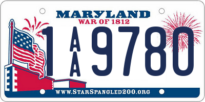 MD license plate 1AA9780