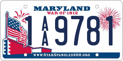 MD license plate 1AA9781