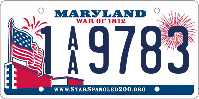 MD license plate 1AA9783